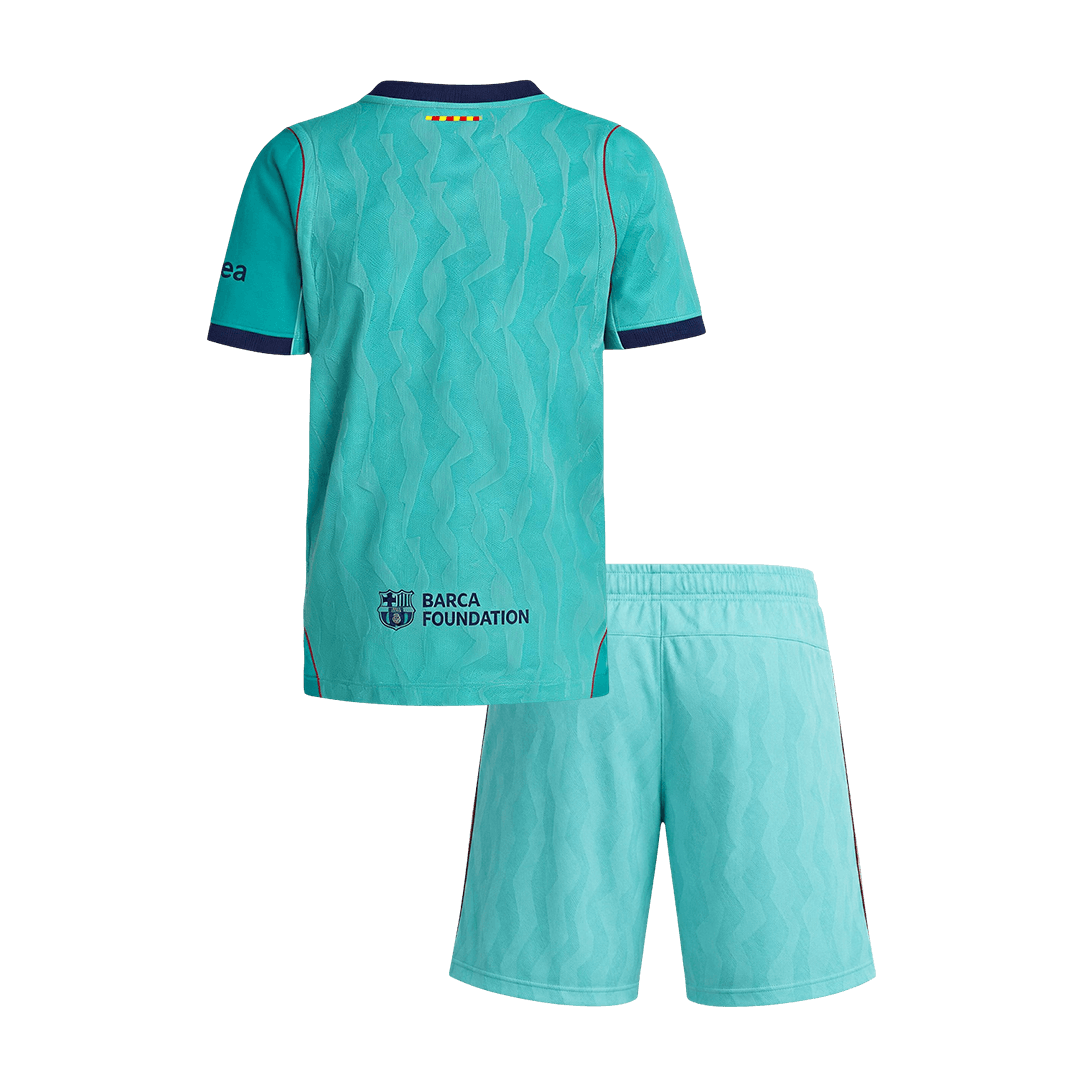 Player Version Kids Barcelona Third Soccer Jersey Kit (Jersey+Shorts) 2026/27 Blue