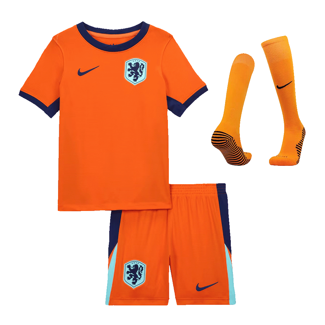 Kid's Netherlands Home Soccer Jersey Kit(Jersey+Shorts+Socks) Euro 2024