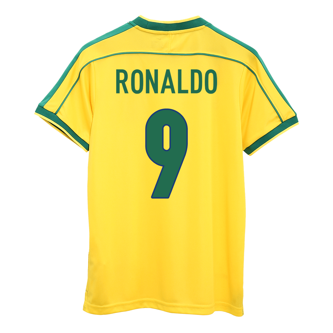 RONALDO #9 Retro 1998 Brazil Home Soccer Jersey - World Cup