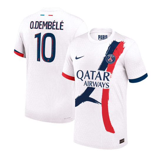 Authentic  O.DEMBÉLÉ #10 PSG Away Soccer Jersey 2024/25 White