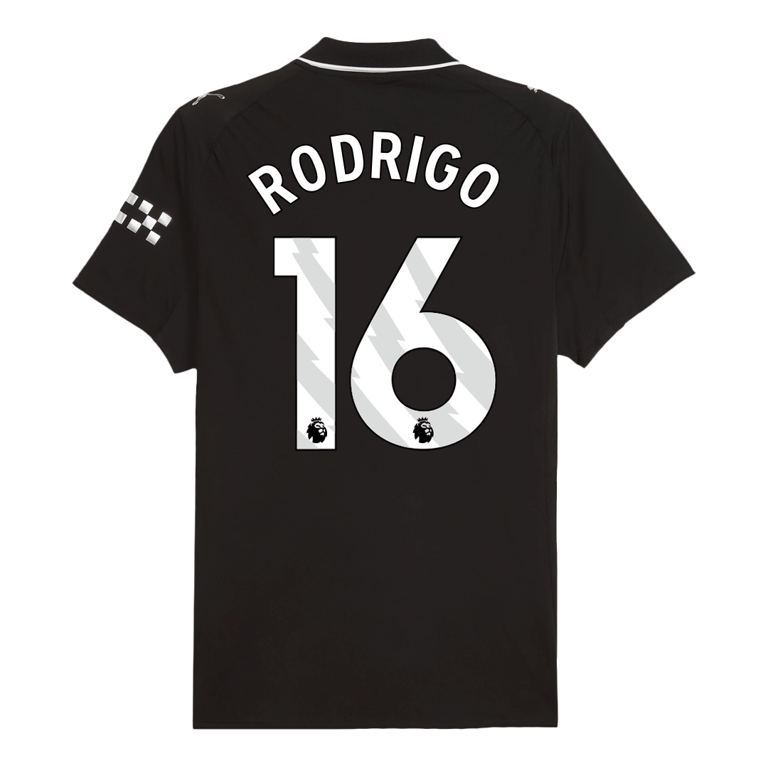 Authentic RODRIGO #16 Manchester City Away Soccer Jersey 2025/26 Black