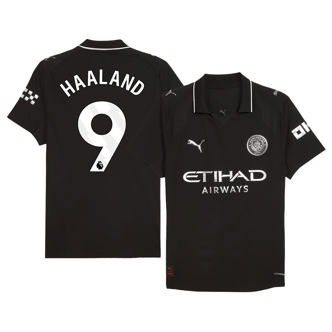 Authentic HAALAND #9 Manchester City Away Soccer Jersey 2025/26 Black