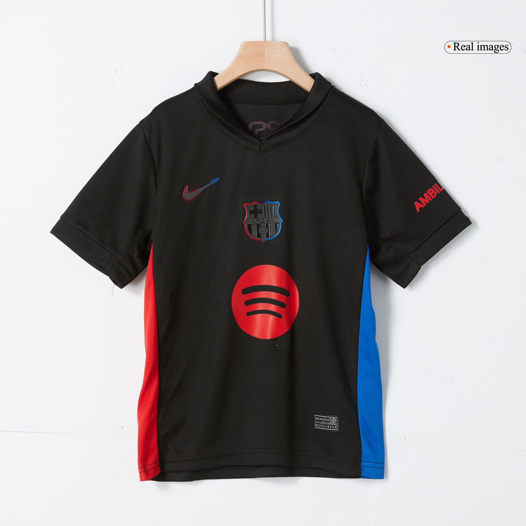 Kids Barcelona Custom Away Soccer Kits 2024/25 - Spotify Logo Without Text