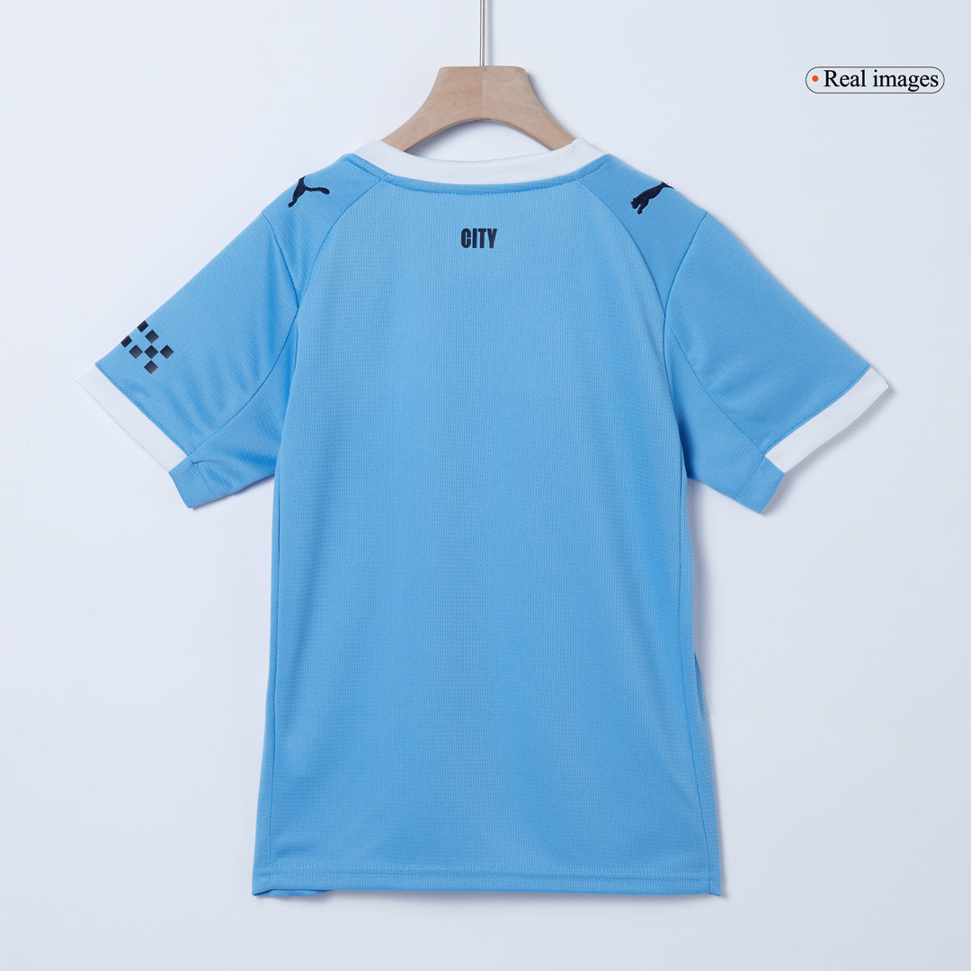 Kid's Manchester City Home Soccer Jersey Kit(Jersey+Shorts+Socks) 2025/26 Blue
