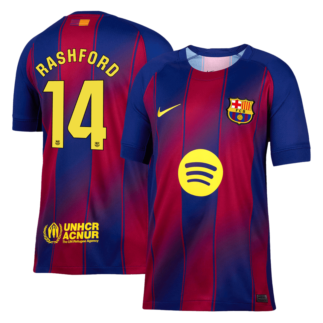 RASHFORD #14 Barcelona Home Soccer Jersey 2025/26 Red&Blue