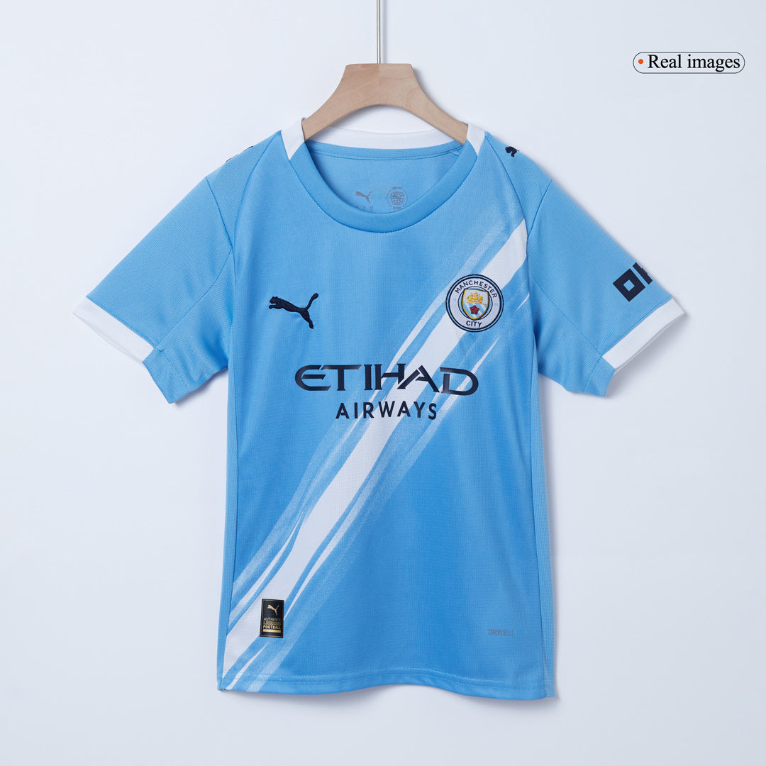 Kid's Manchester City Home Soccer Jersey Kit(Jersey+Shorts+Socks) 2025/26 Blue