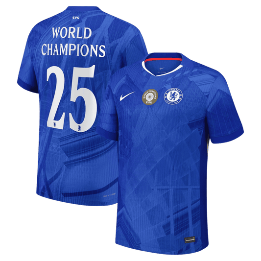 Authentic WORLD CHAMPIONS #25 Chelsea Home Soccer Jersey 2025/26 Blue - with chest badge