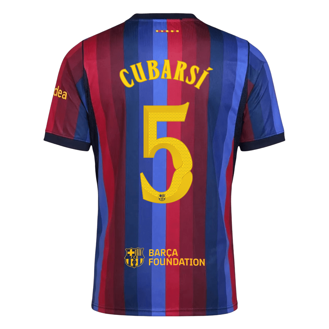 CUBARSÍ #5 Men Fan 26/27 Barcelona Home Soccer Jersey Short Sleeve Blue&Garnet - UCL