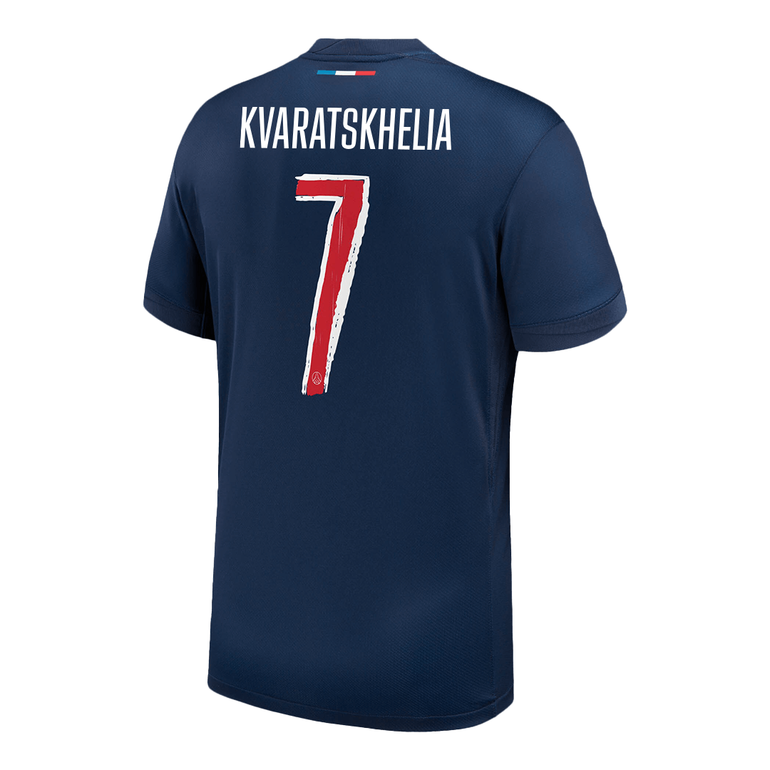 KVARATSKHELIA #7 PSG Home Soccer Jersey 2024/25 Navy - UCL