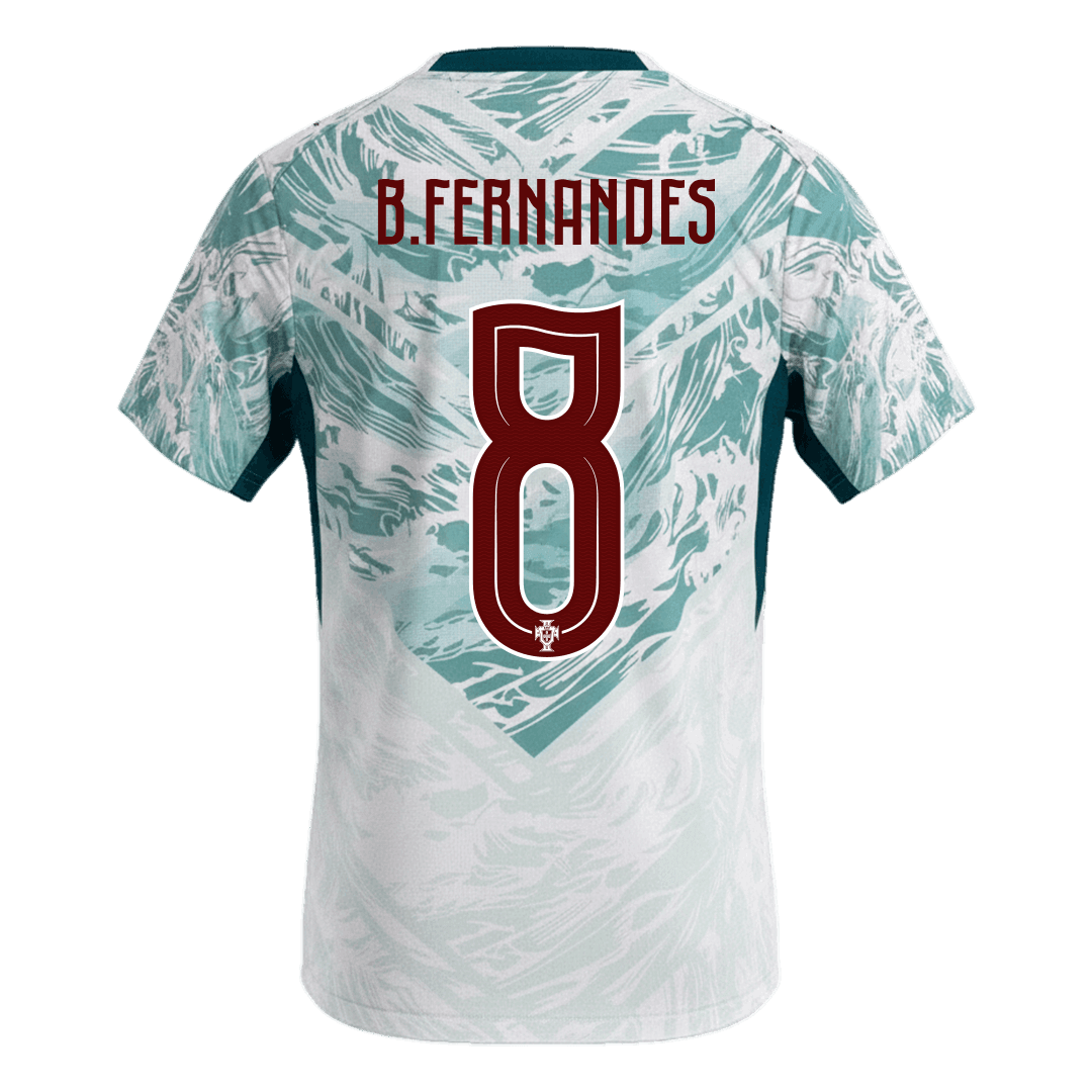 B.FERNANDES #8 Portugal Away Soccer Jersey World Cup 2026 White&Green
