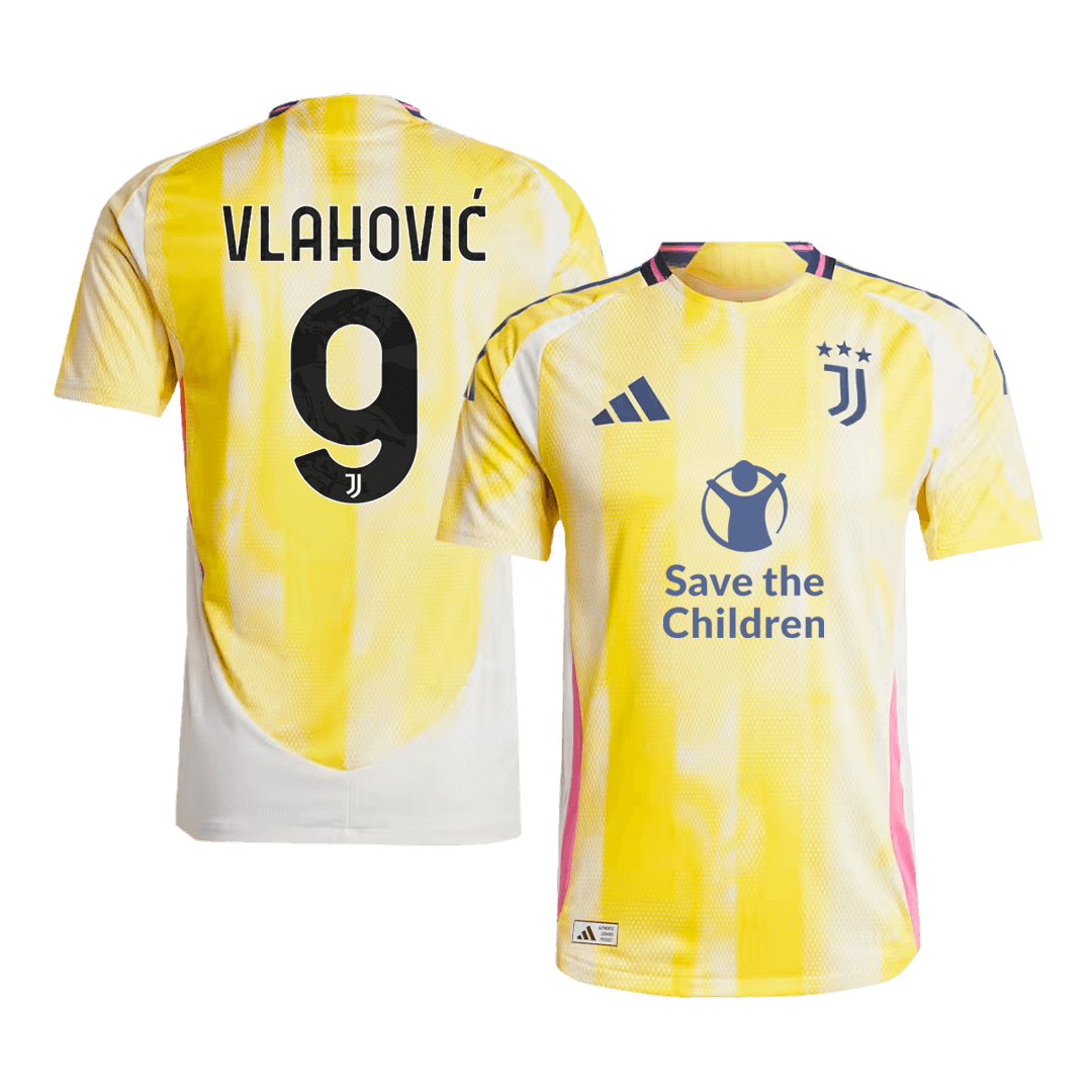 Authentic VLAHOVIĆ #9 Juventus Away Soccer Jersey 2024/25 - Save The Children Sponsor