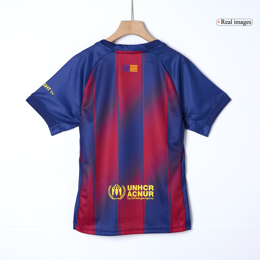 Kid's Barcelona Home Soccer Jersey Kit(Jersey+Shorts+Socks) 2025/26 Red&Blue