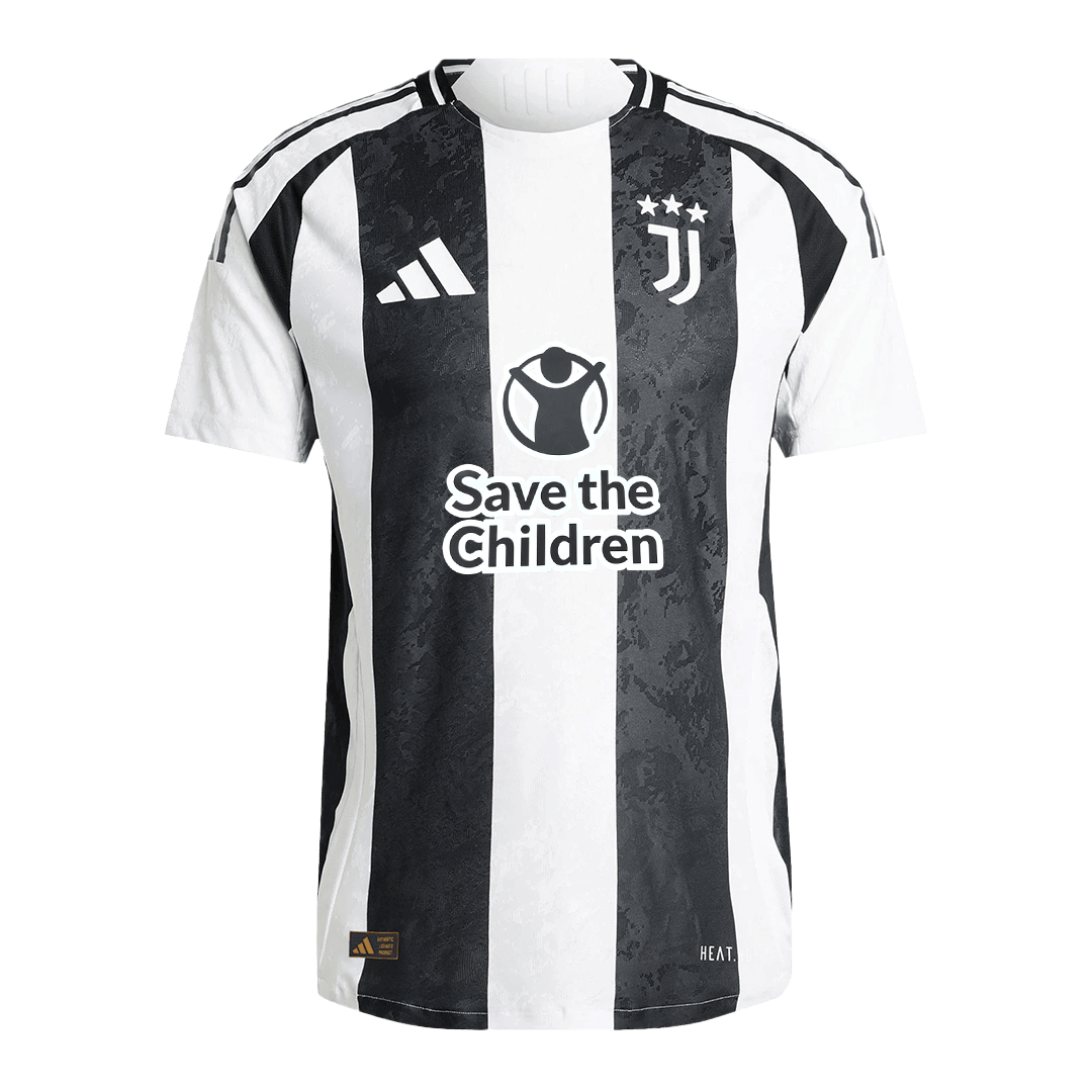 Authentic VLAHOVIĆ #9 Juventus Home Soccer Jersey 2024/25 - Save The Children Sponsor