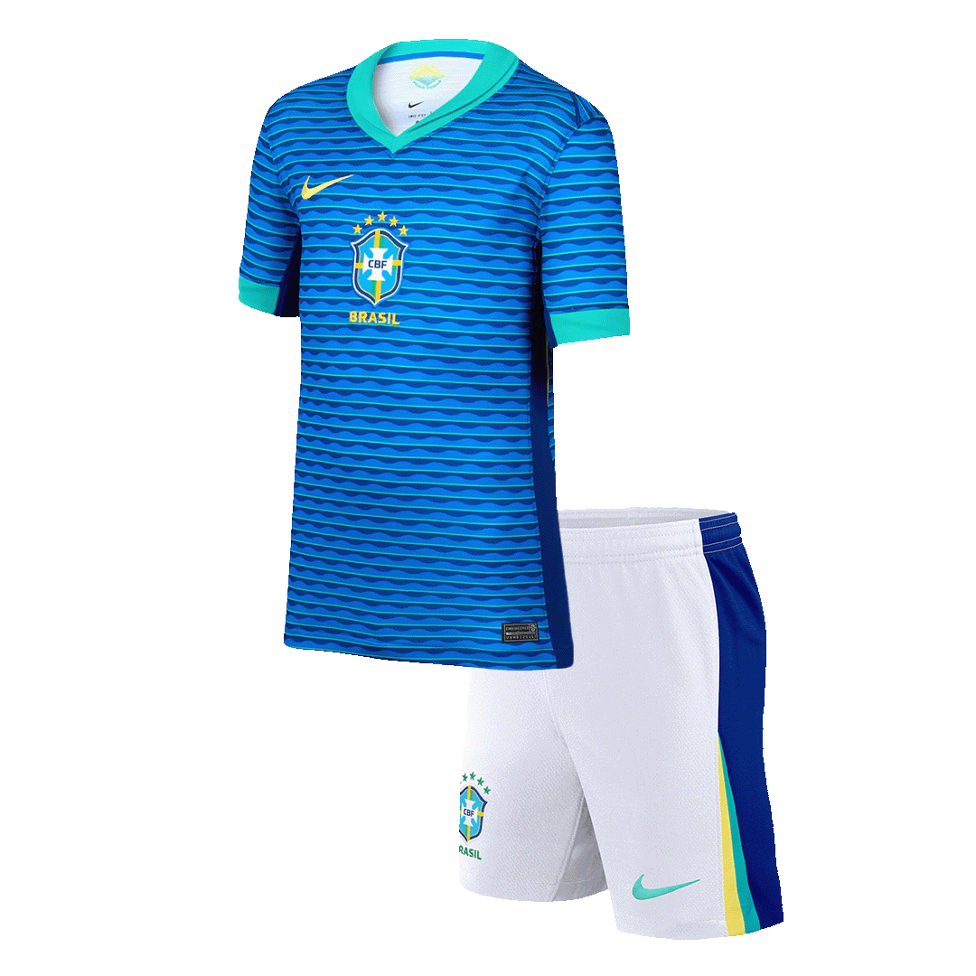 Kid's Brazil Away Soccer Jersey Kit(Jersey+Shorts) Copa America 2024