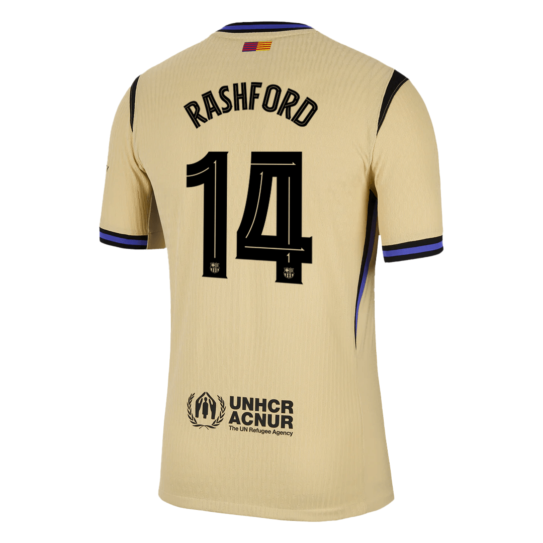 Authentic RASHFORD #14 Barcelona Away Soccer Jersey 2025/26 Yellow - UCL