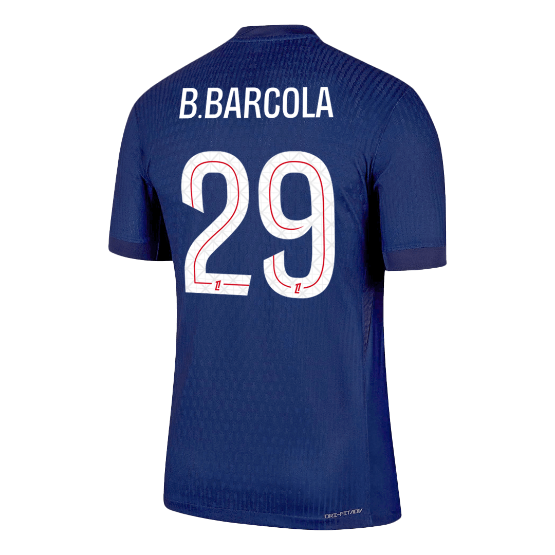 Authentic B.BARCOLA #29 PSG Home Soccer Jersey 2025/26 Navy