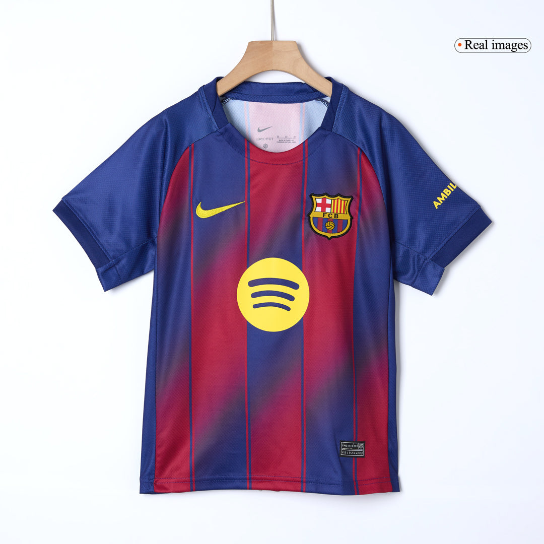 Kid's Barcelona Home Soccer Jersey Kit(Jersey+Shorts+Socks) 2025/26 Red&Blue
