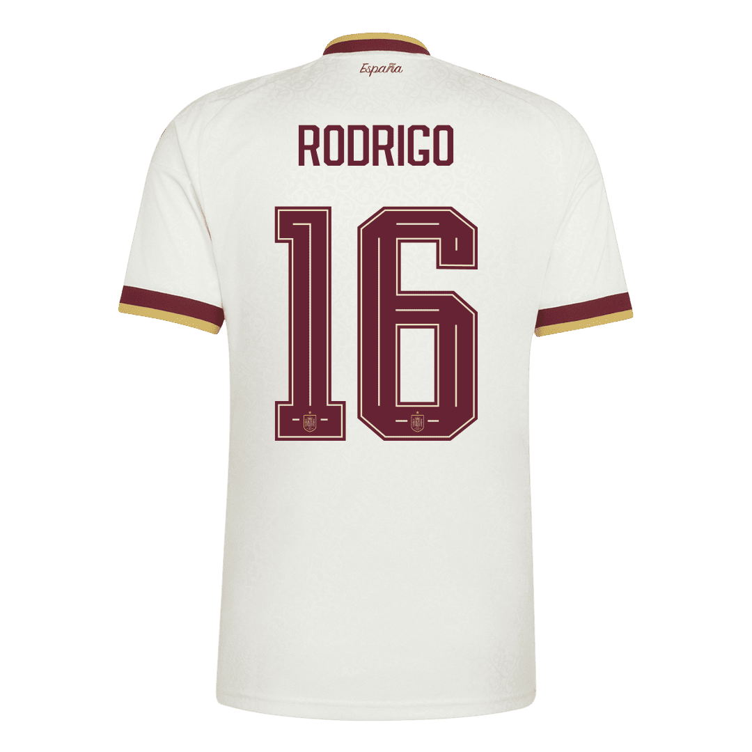 RODRIGO #16 Spain Champion Edition Away Soccer Jersey World Cup 2026 White