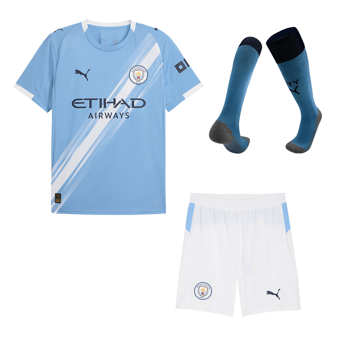 Manchester City Home Soccer Jersey Kit(Jersey+Shorts+Socks) 2025/26 Blue