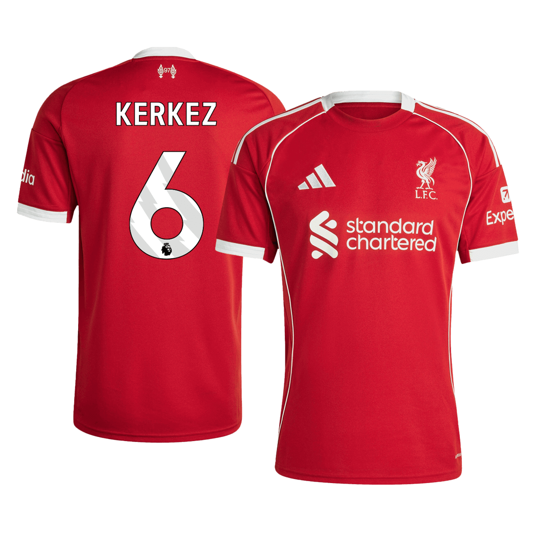 KERKEZ #6 Liverpool Home Soccer Jersey 2025/26 Red
