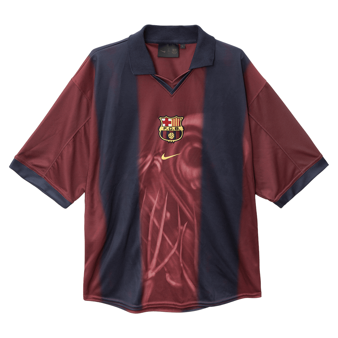 Retro 2000/01 Barcelona X CJ Home Soccer Jersey Red&Blue