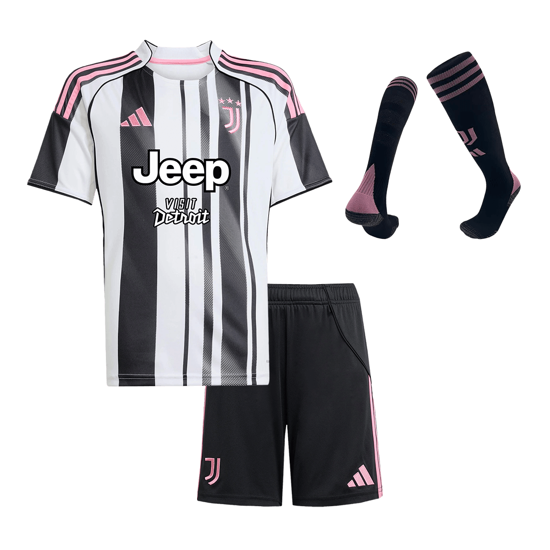 Kid's Juventus Home Soccer Jersey Kit(Jersey+Shorts+Socks) 2025/26 Black&White