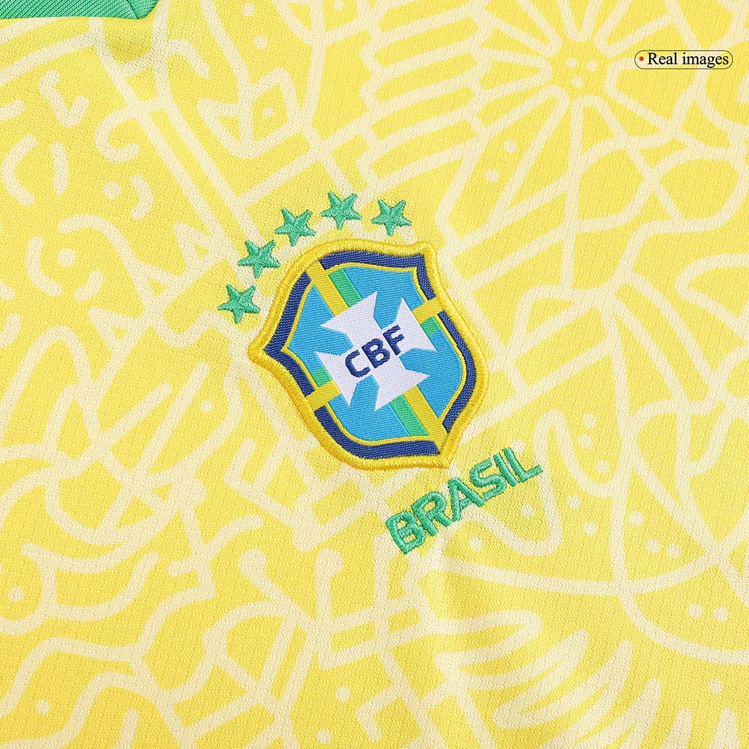 Kid's Brazil Home Soccer Jersey Kit(Jersey+Shorts) Copa America 2024