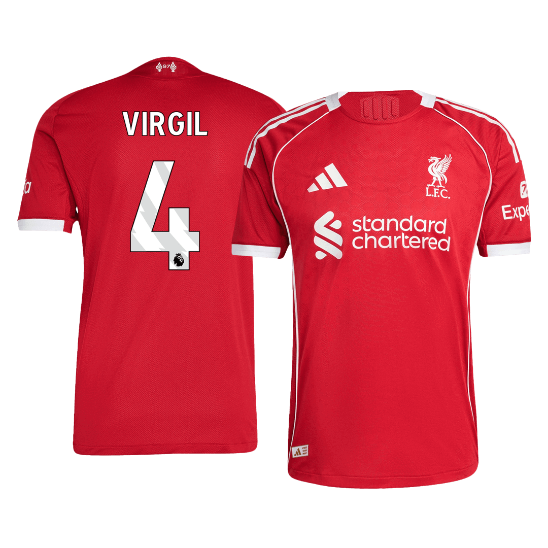Authentic VIRGIL #4 Liverpool Home Soccer Jersey 2025/26 Red