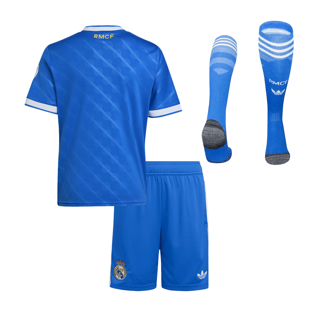 Kid's Real Madrid Third Away Soccer Jersey Kit(Jersey+Shorts+Socks) 25/26 Blue