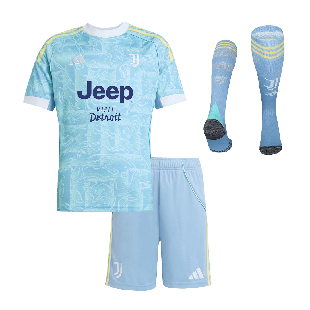 Kid's Juventus Away Soccer Jersey Kit(Jersey+Shorts+Socks) 25/26 Blue