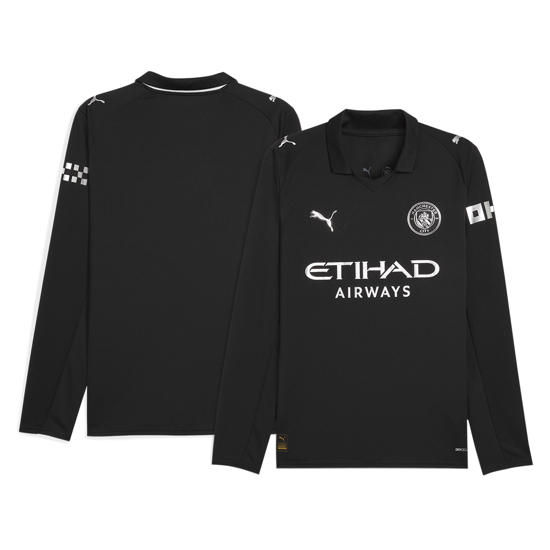 25/26 Manchester City Away Long Sleeve Soccer Jersey Black