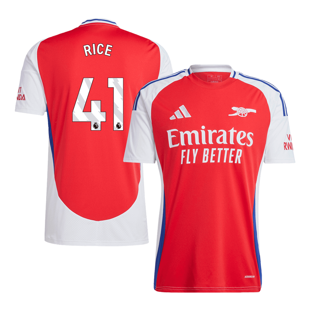 RICE #41 Arsenal Home Soccer Jersey 2024/25 Red