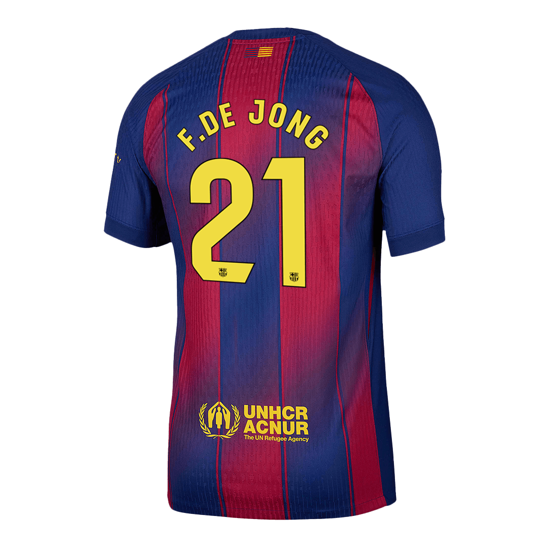 AuthenticF.DE JONG #21 Barcelona Home Soccer Jersey 2025/26 Red&Blue