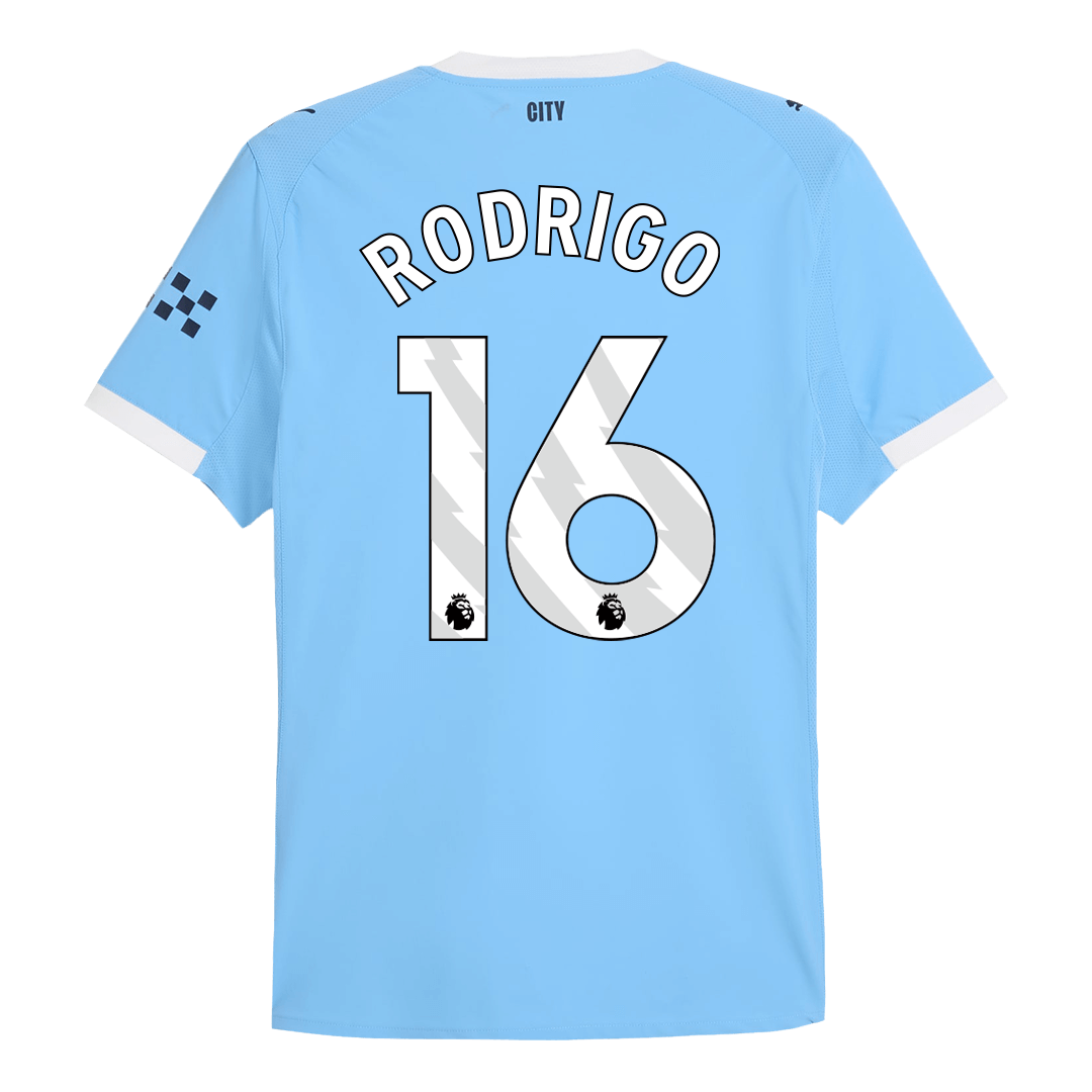 Authentic RODRIGO #16 Manchester City Home Soccer Jersey 2025/26 Blue