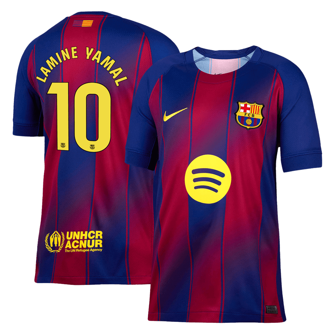 LAMINE YAMAL #10 Barcelona Home Soccer Jersey 2025/26 Red&Blue