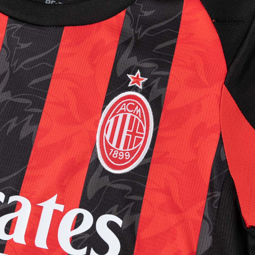 Kid's AC Milan Home Soccer Jersey Kit(Jersey+Shorts+Socks) 2025/26 Red&Black