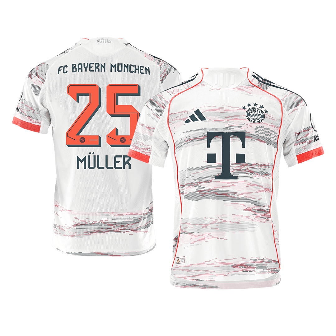 Authentic MÜLLER #25 Bayern Munich Away Soccer Jersey 2025/26 White