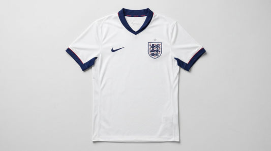 England 2026 World Cup home kit by Nike, white with navy collar details and Three Lions crest