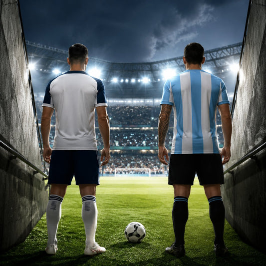 England and Argentina prepare to step onto the pitch before their World Cup 2026 semi-final under the lights
