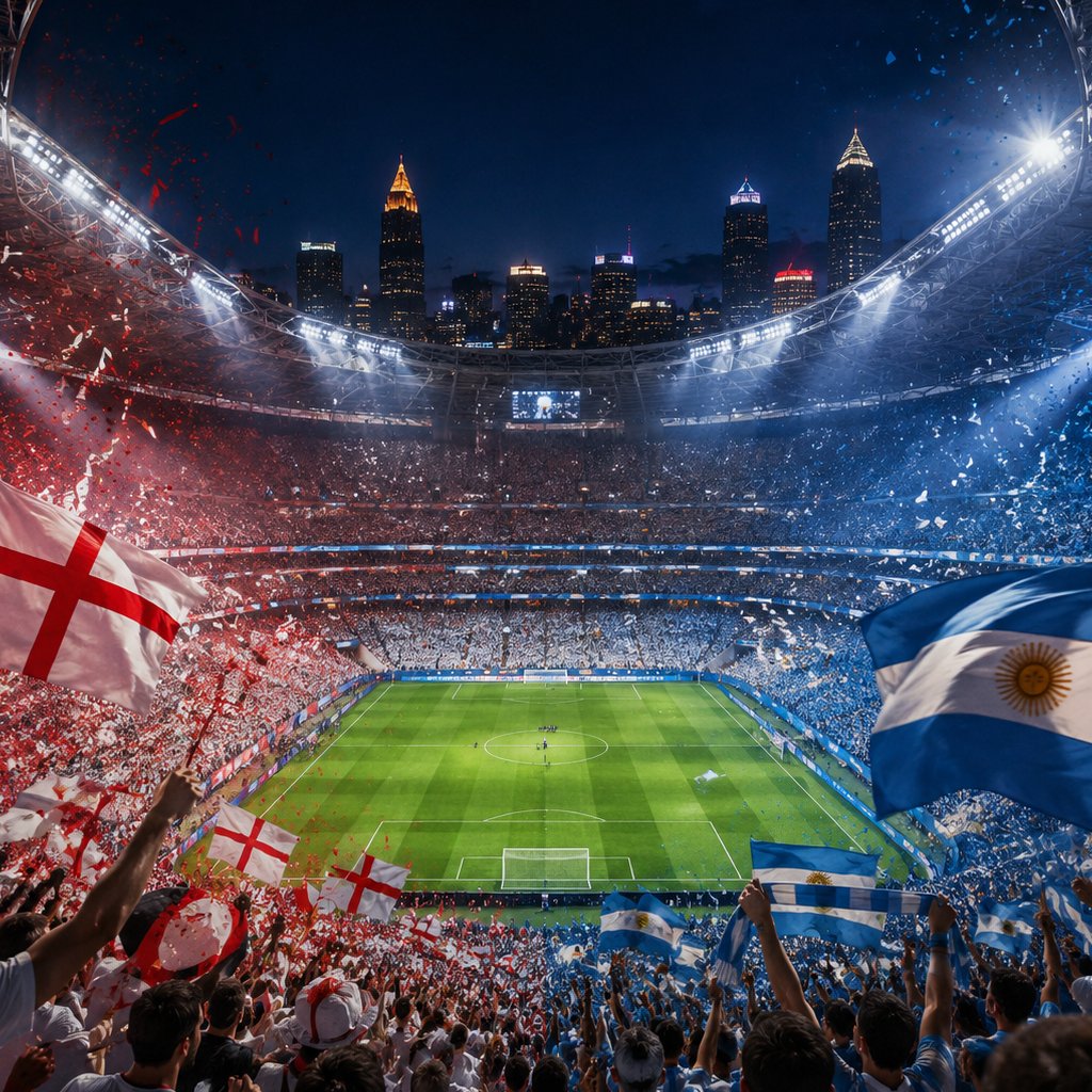 England and Argentina supporters before the World Cup 2026 semi-final in Atlanta
