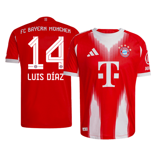 Authentic LUIS DÍAZ #14 Bayern Munich Home Soccer Jersey 2025/26 Red