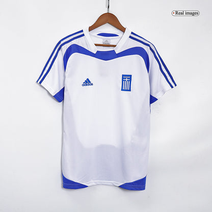 Men Retro Fan Version Greece Away Soccer Jersey Euro Cup 2004 White