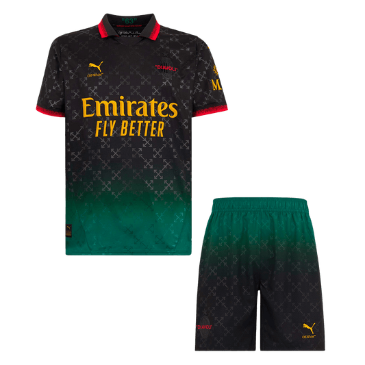 AC Milan Fourth Away Soccer Jersey Kit(Jersey+Shorts) 2024/25 Green&Black