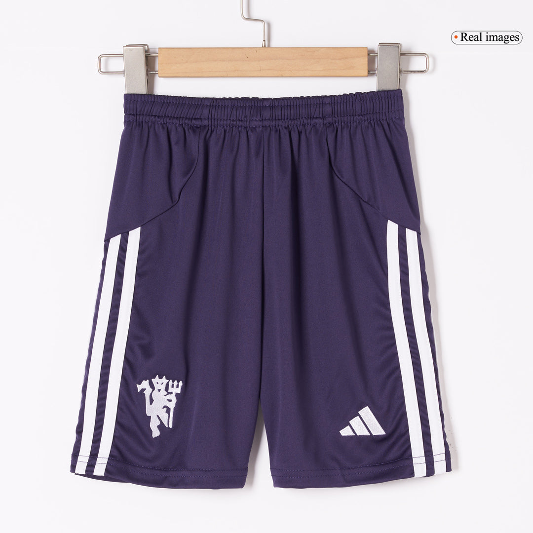 Kid's Manchester United Away Soccer Jersey Kit(Jersey+Shorts) 2025/26 White