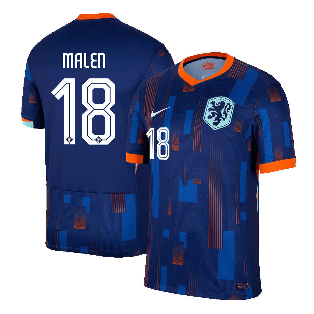 MALEN #18 Netherlands Away Soccer Jersey Euro 2024