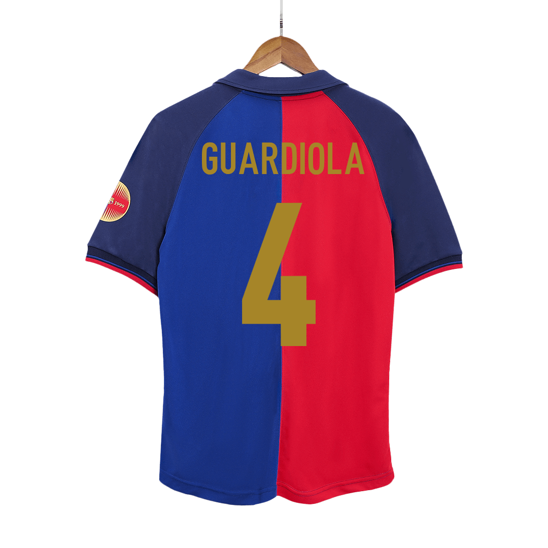 Retro GUARDIOLA #4 1999/00 Barcelona Home Soccer Jersey - 100th Anniversary
