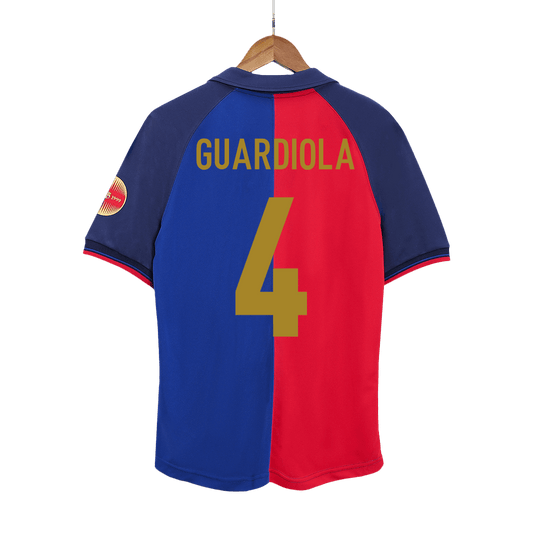 Retro GUARDIOLA #4 1999/00 Barcelona Home Soccer Jersey - 100th Anniversary