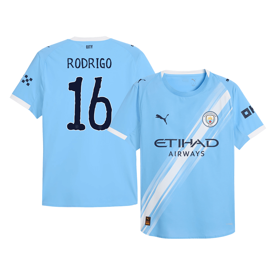 Authentic RODRIGO #16 Manchester City Home Soccer Jersey 2025/26 Blue - Club World Cup