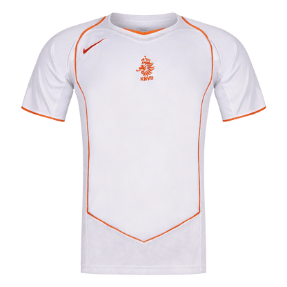 Men Retro Fan Version 2004 Netherlands Away Soccer Jersey Short Sleeve White