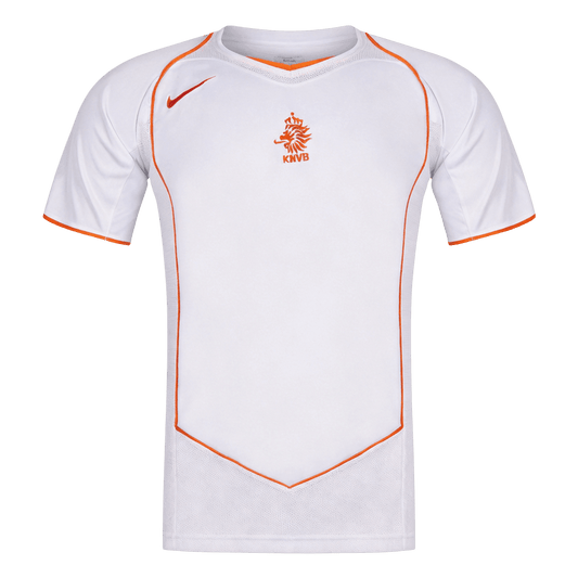 Men Retro Fan Version 2004 Netherlands Away Soccer Jersey Short Sleeve White